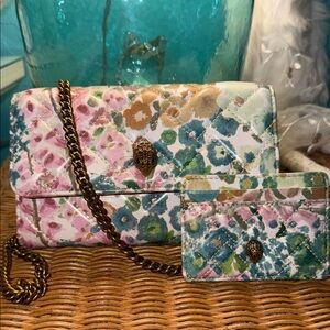 Kurt Geiger Floral Couture Mini Crossbody Bag with matching Cardholder NWOT